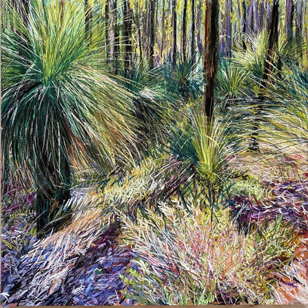 Higson - Hills Symphony, 78x78 framed in tas oak, oil pastel + cold wax, $1750.jpeg