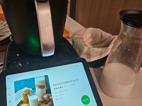 Boisson végétale au riz maison sans lactose préparée au Thermomix TM7