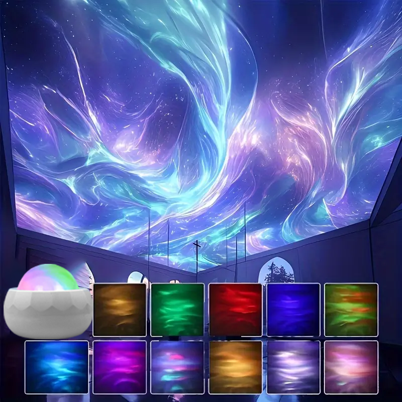 Thumbnail: LED Aurora Projector LED Galaxy Night Light USB RGB 7 Modes 360° Rotating Night