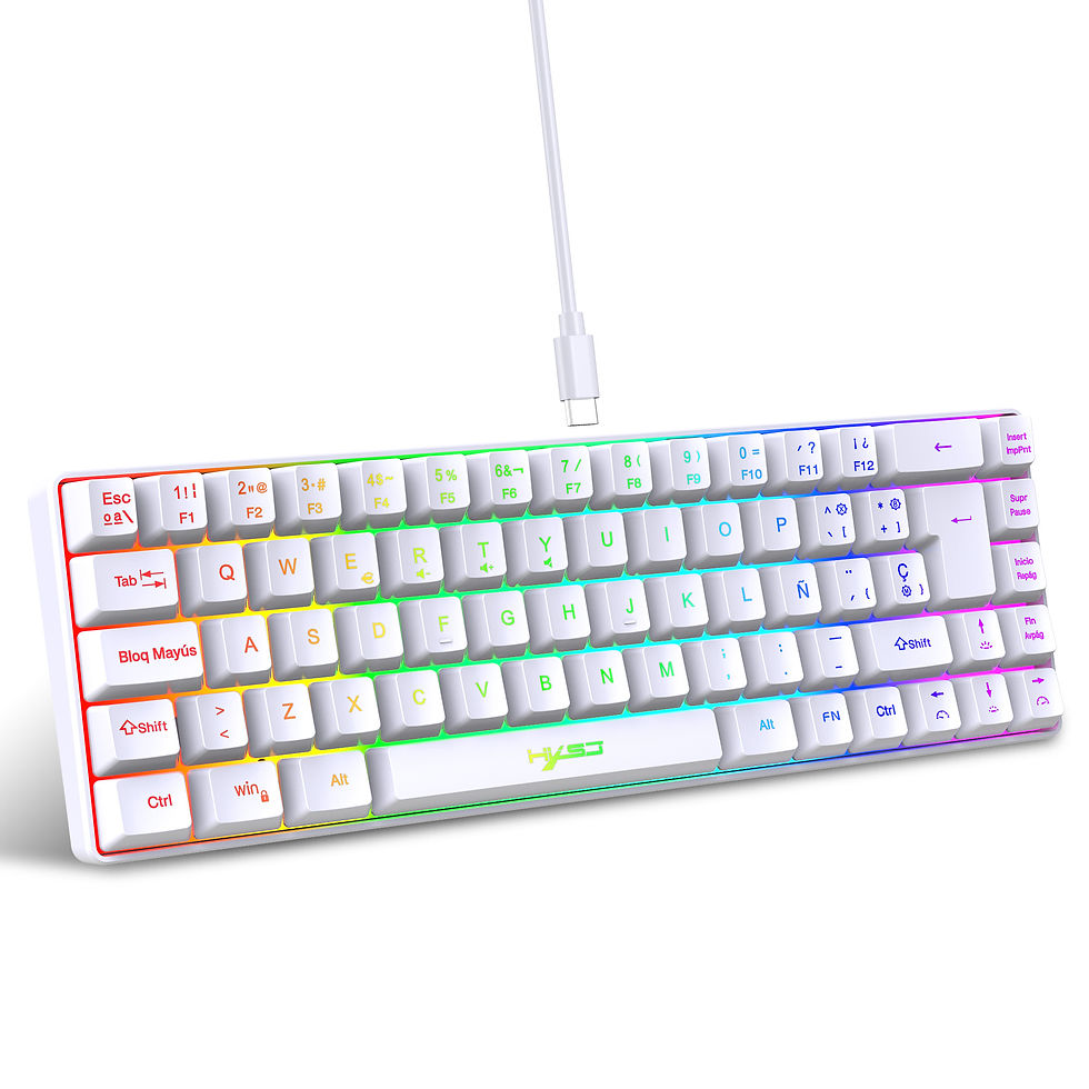 Thumbnail: 68 Keys Gaming Keyboard USB Wired Portable 20 RGB Backlight Keyboard for Windows