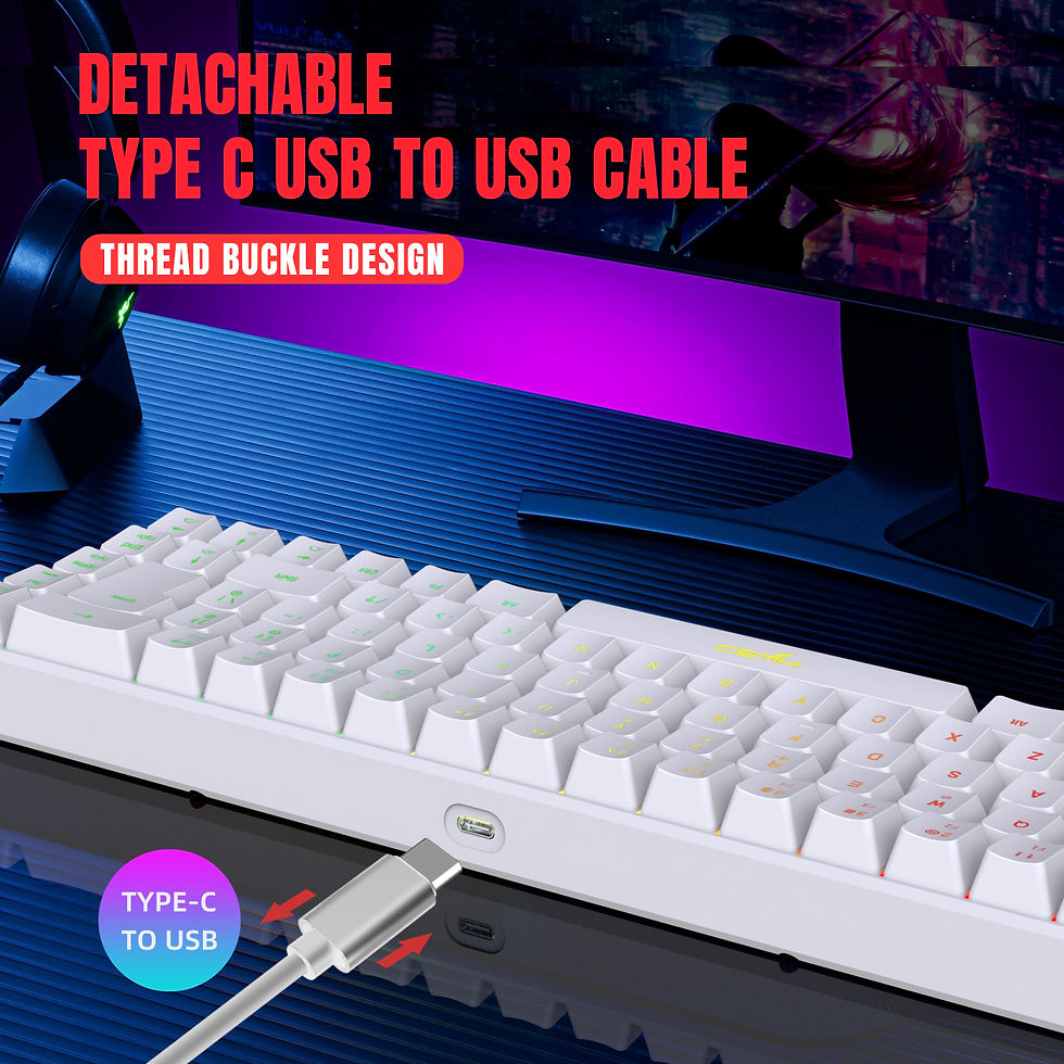 Thumbnail: 68 Keys Gaming Keyboard USB Wired Portable 20 RGB Backlight Keyboard for Windows