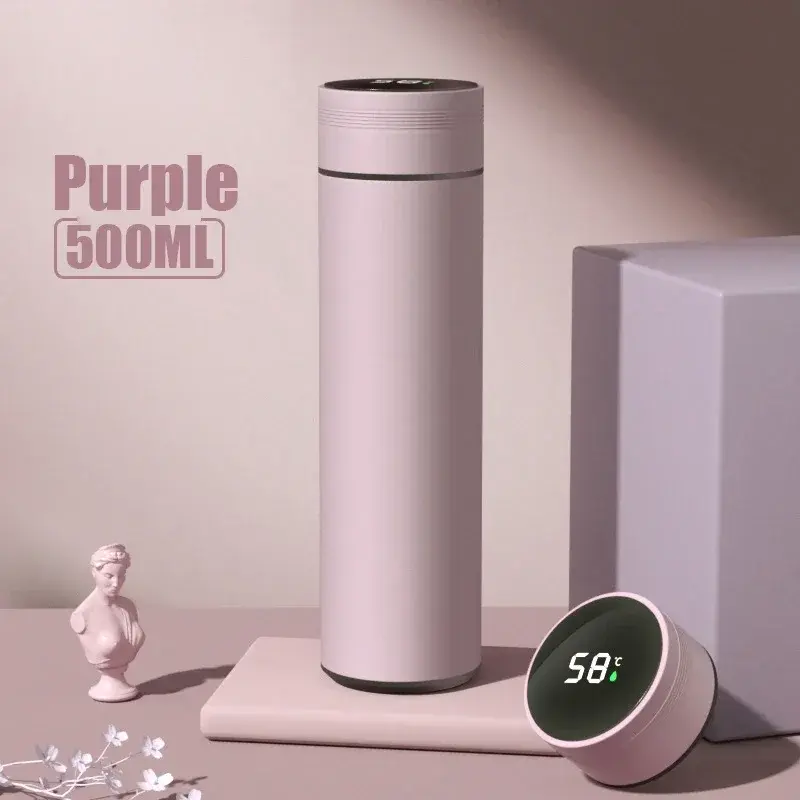 Thumbnail: 500ML Temperature Display Thermos Cup Stainless Steel Divided Thermos Bottle Out