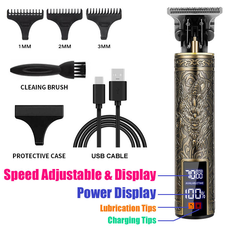 Thumbnail: Carving T9 Vintage Professional Electric Hair Cutting Machine USB Rechargeable P