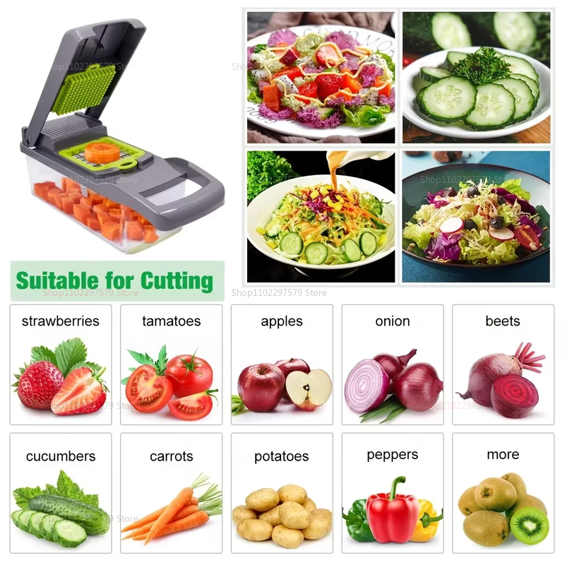 Thumbnail: Multifunctional Portable Kitchen Chopper Vegetable Shredder Slicer, Potato Carro