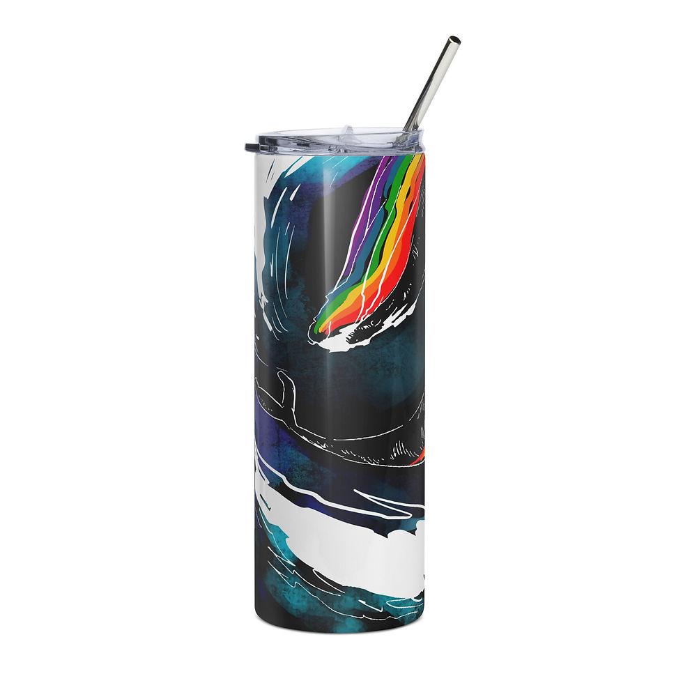 Thumbnail: Rainbow Whales (Pride) - Stainless steel tumbler