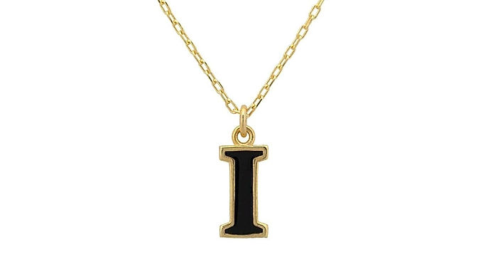 Initial Enamel Necklace Gold I