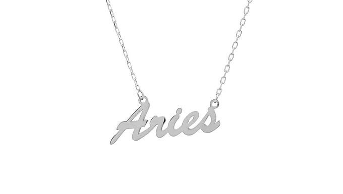 Zodiac Star Sign Name Necklace Silver Aries