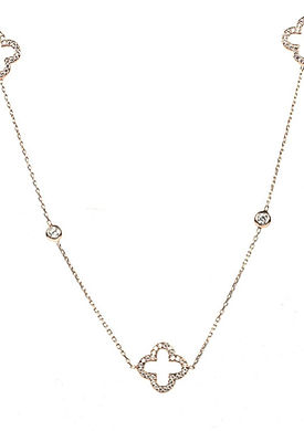 Open Clover Long Necklace Rosegold