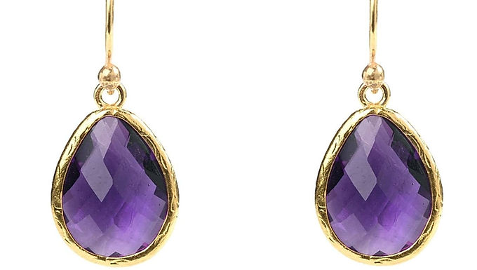 Petite Drop Earrings Amethyst Hydro Gold