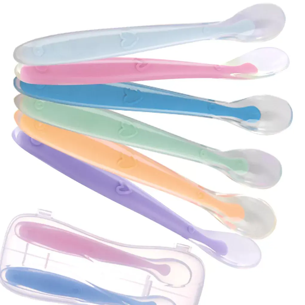Baby Silicone Soft Spoon Training Feeding Spoons for Children Kids