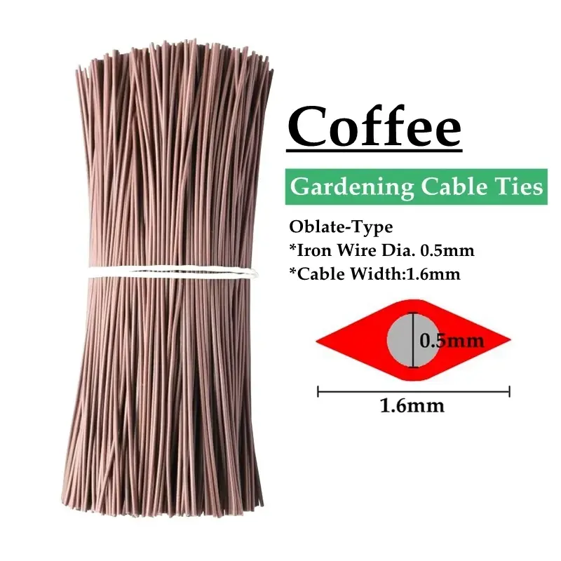 Miniaturbild: 100pcs Gardening Cable Ties Reusable Oblate Iron Wire Grape Bonsai Flower