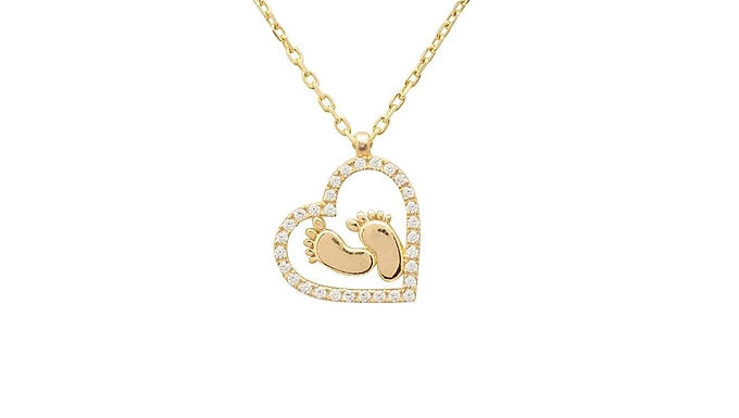 Heart Mum Pendant Necklace Gold