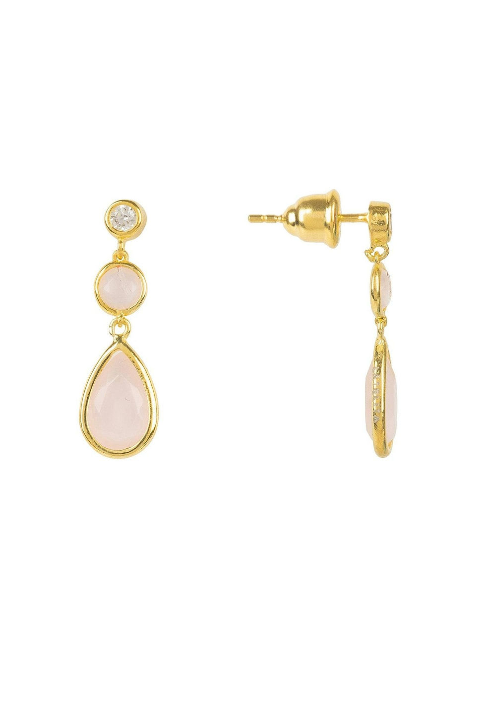 Miniaturbild: Tuscany Gemstone Drop Earring Gold Rose Quartz
