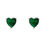 Thumbnail: Amore Heart Stud Earrings Emerald Silver