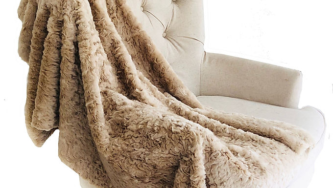 Champagne Persian Chilla Faux Fur Handmade Luxury Throw