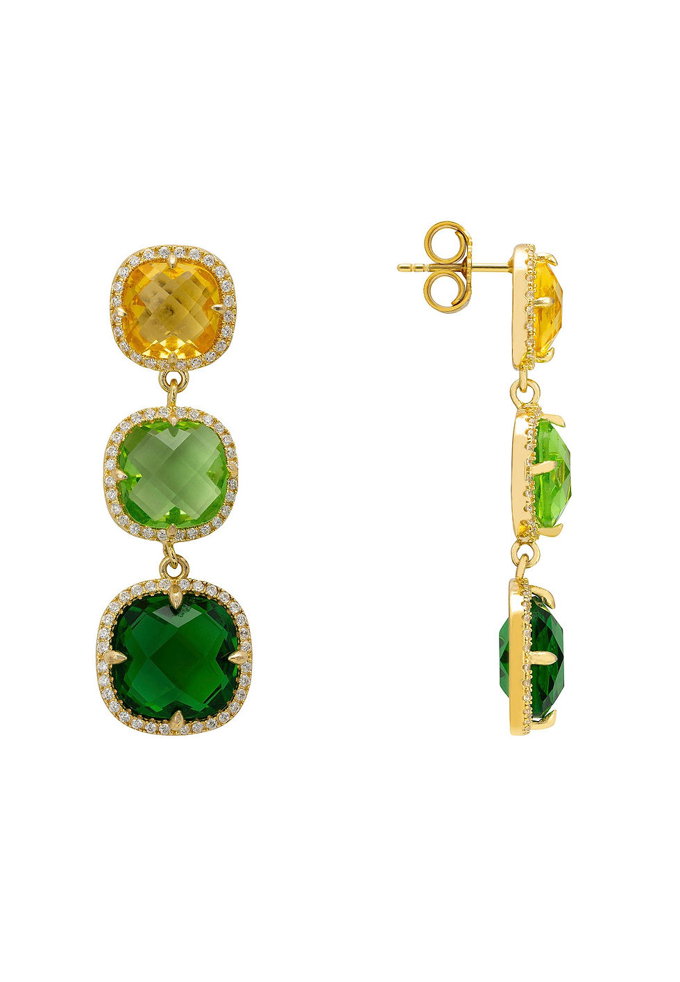 Miniaturbild: Knightsbridge Earrings Gold Green Citrus