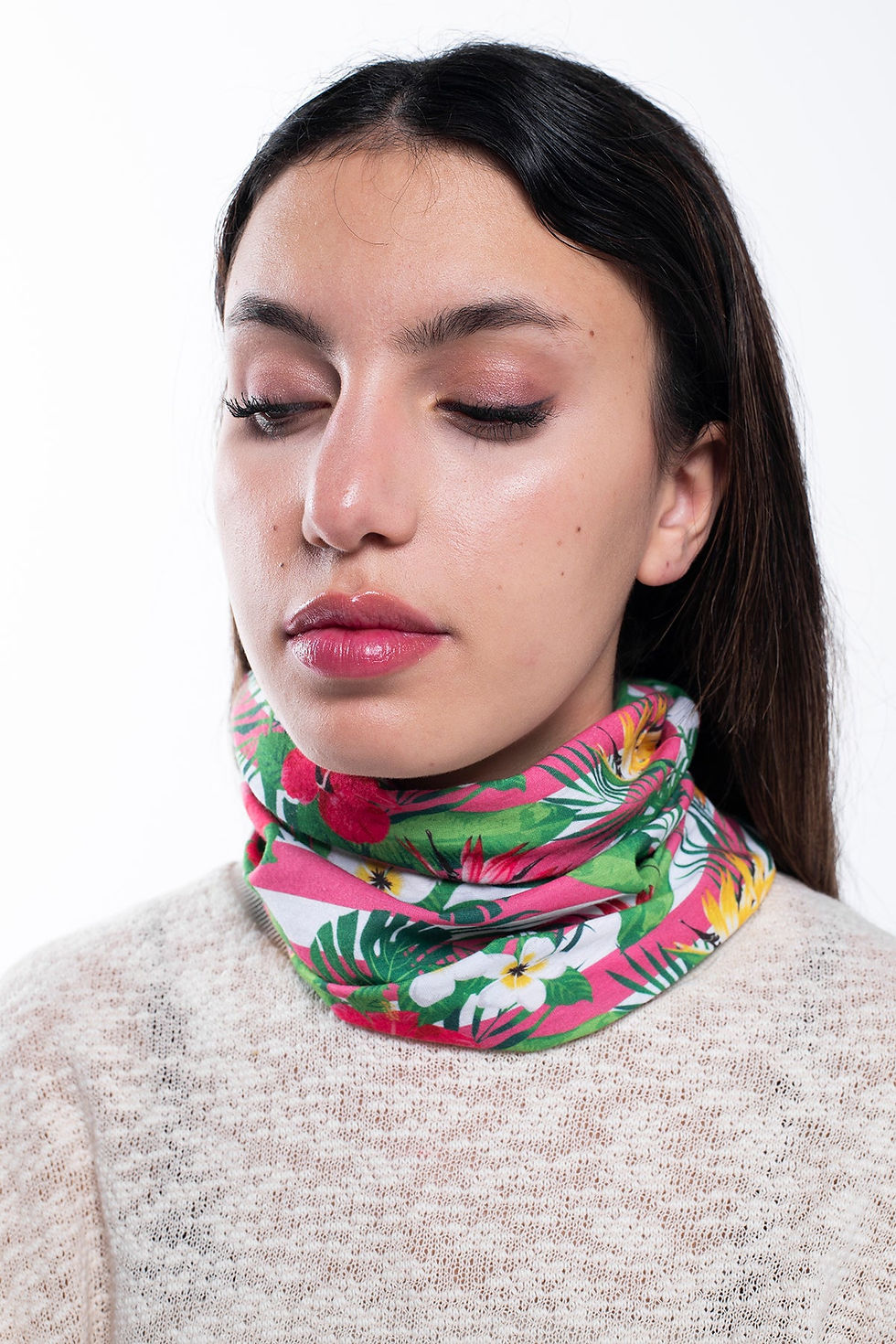 Thumbnail: Multi Purpose Neck Scarf - Floral Stripes