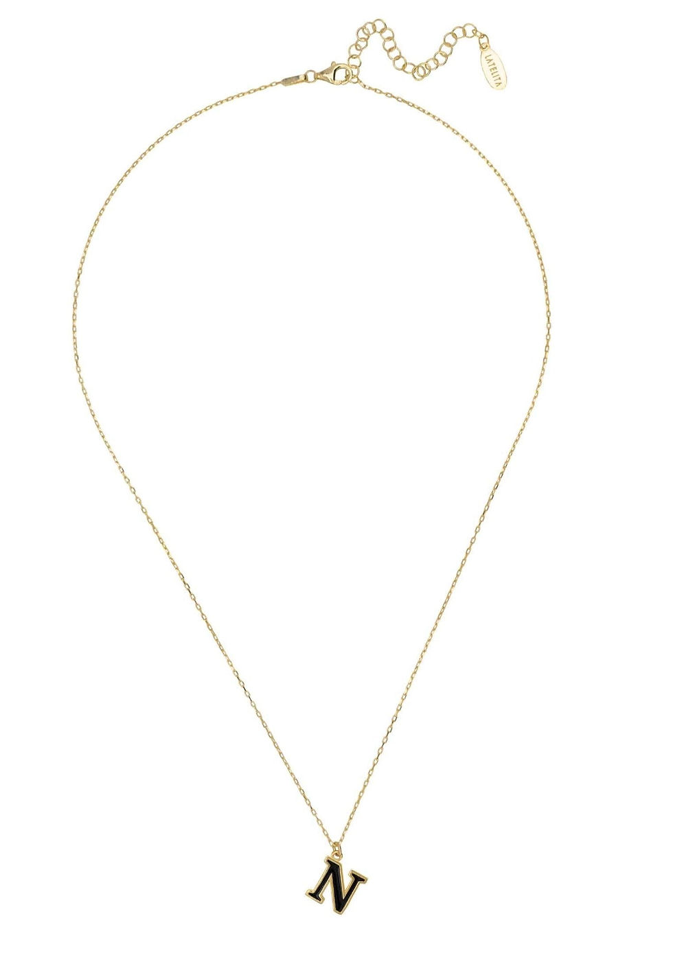 Thumbnail: Initial Enamel Necklace Gold N