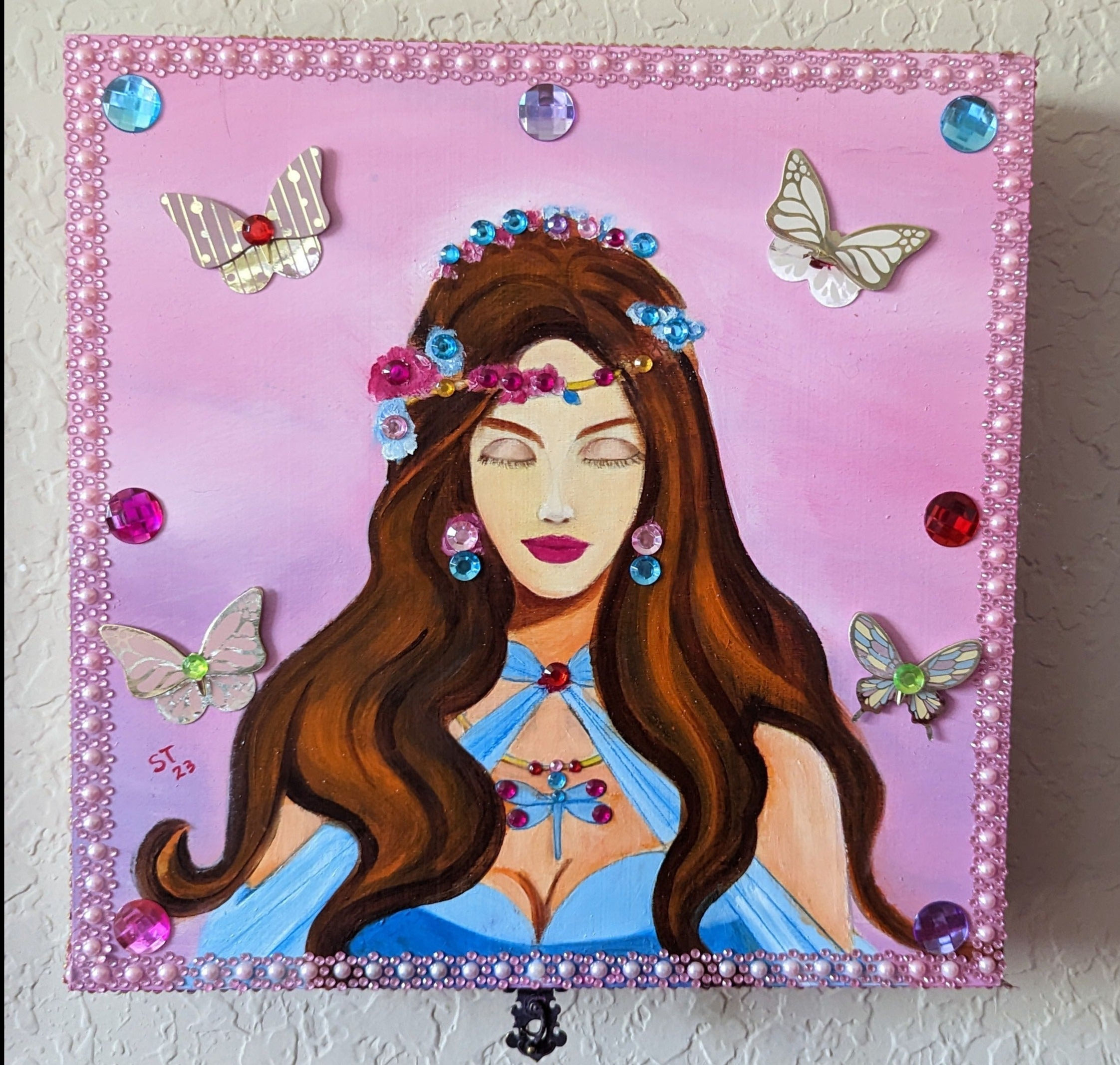 Mythic Wishbox Oil Painting in Heroin Nimue in Pink Maiden