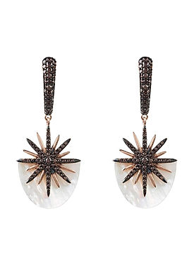 Sunburst White Mother of Pearl Earrings Rosegold
