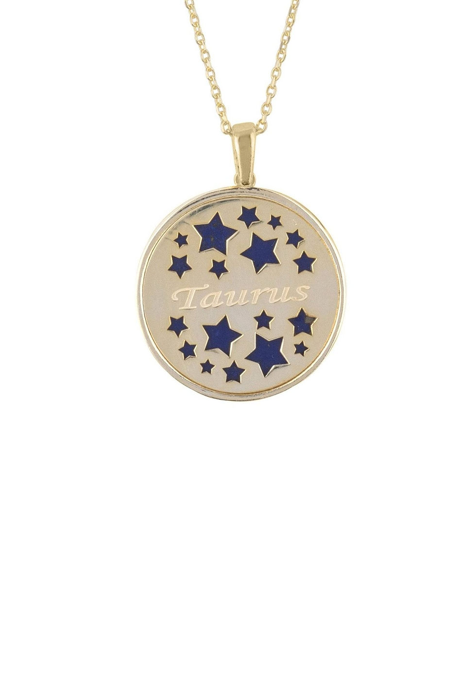 Thumbnail: Zodiac Lapis Lazuli Gemstone Star Constellation Pendant Necklace Gold Taurus