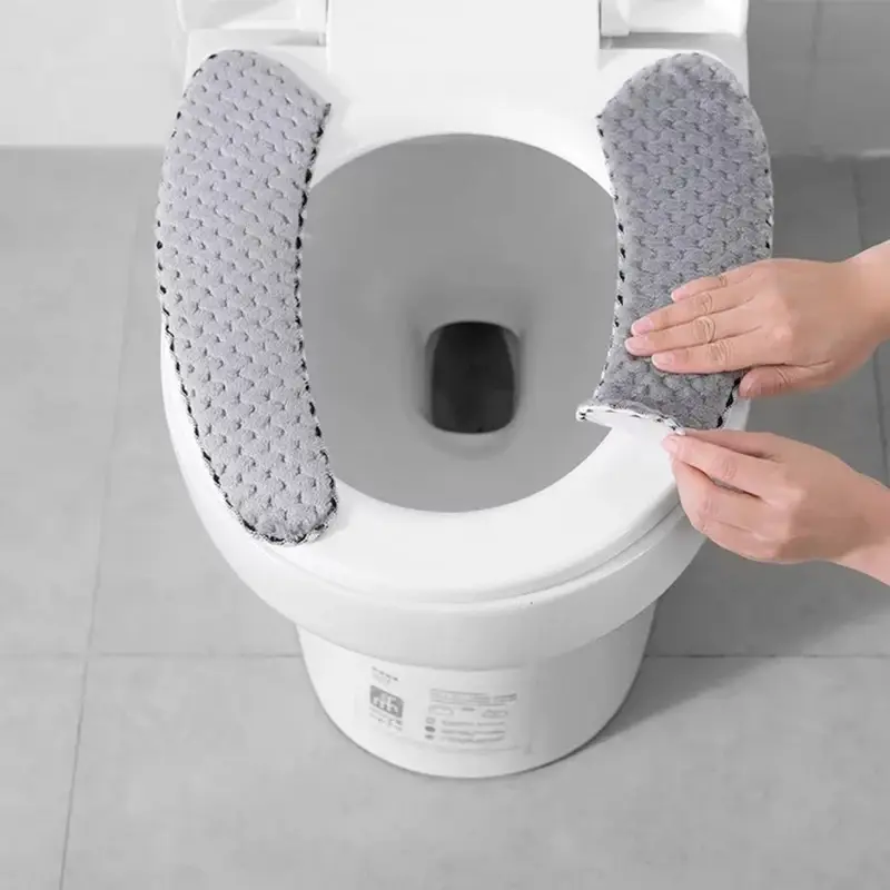 Miniaturbild: Toilet Mat Portable 1Pair Warm Plush Toilet Seat Cover Washable Bathroom Mat