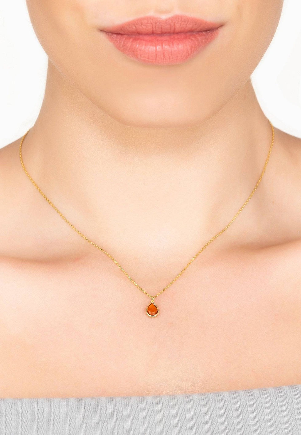 Miniaturbild: Pisa Mini Teardrop Necklace Gold Citrine