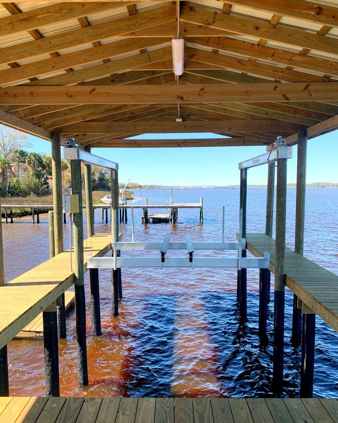 Boat lift and dock wiring on the river
