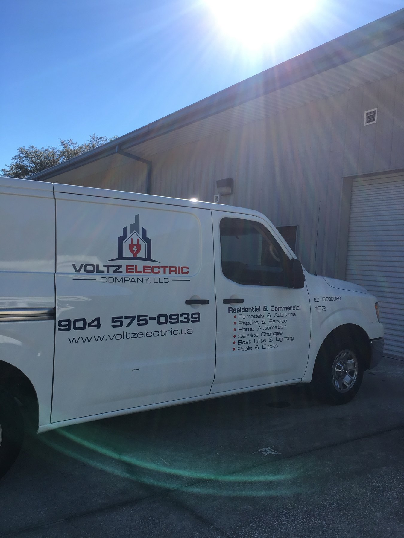 Voltz Electric Van 102 parked at the shop