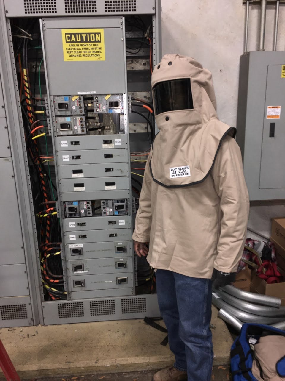 D.L. Williams electrician in arc-flash gear