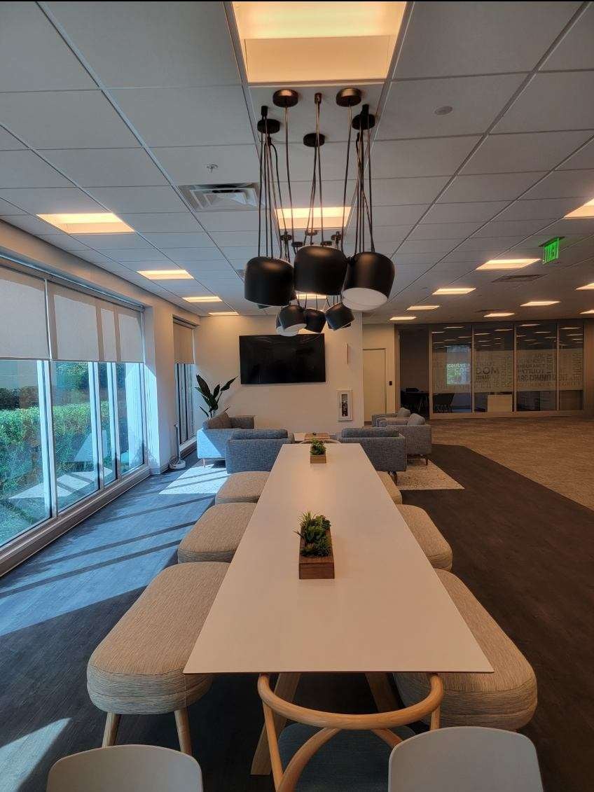 Office lounge with pendant lighting wired by D.L. Williams Electric