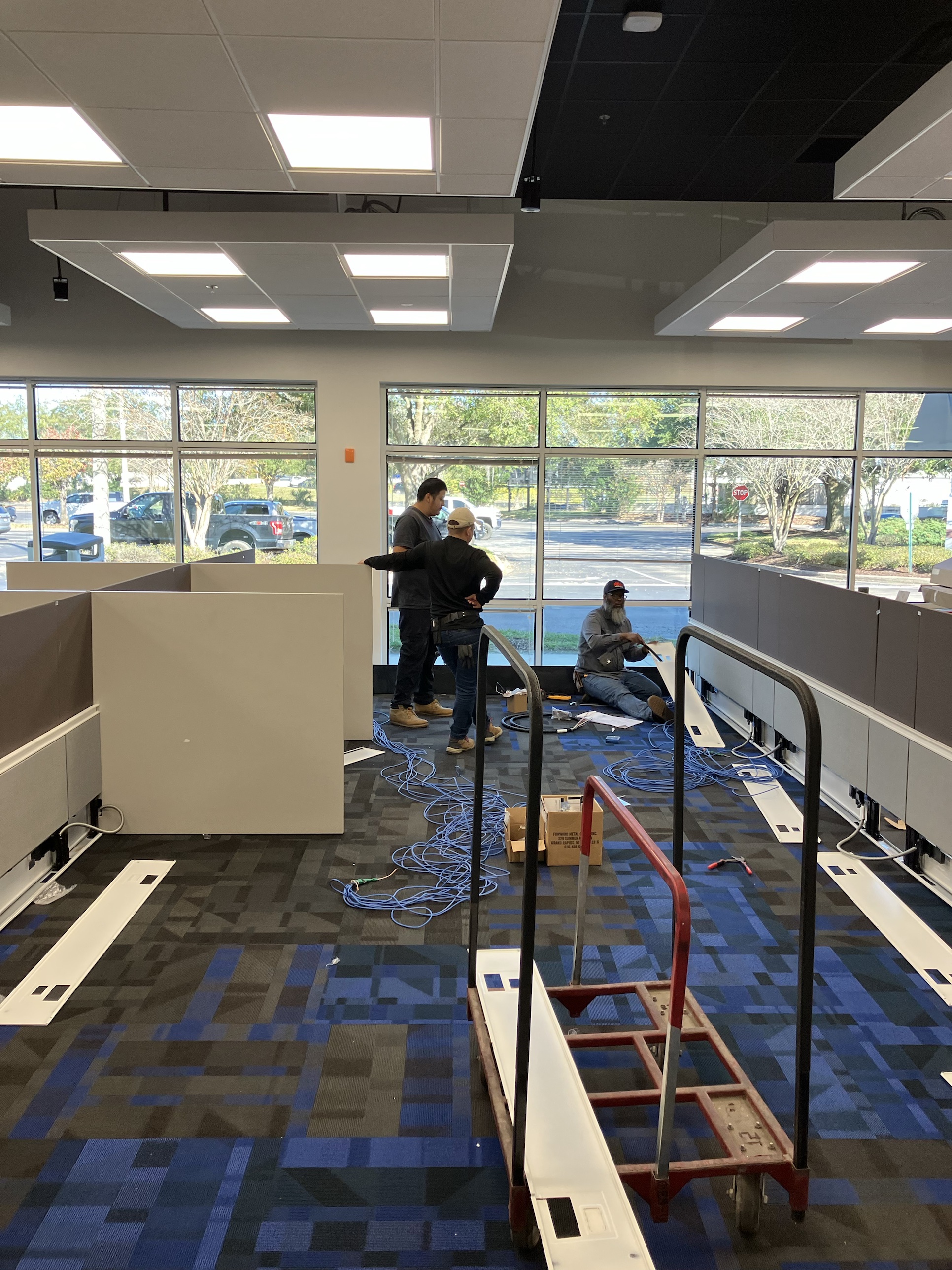 D.L. Williams crew wiring an office buildout