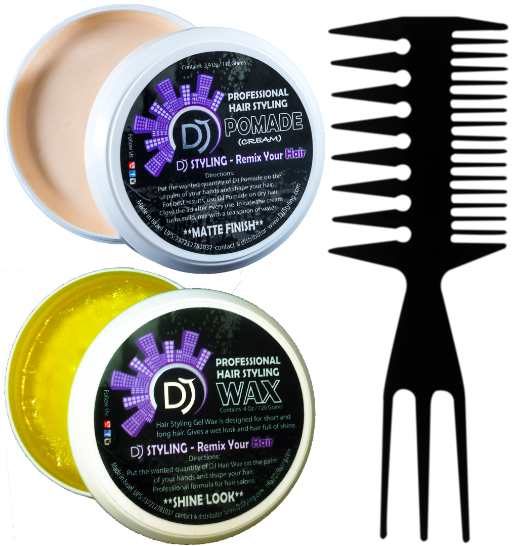 Dj Gel Wax (Shine Finish) + Dj Pomade (Matte Look)+ DJ Comb