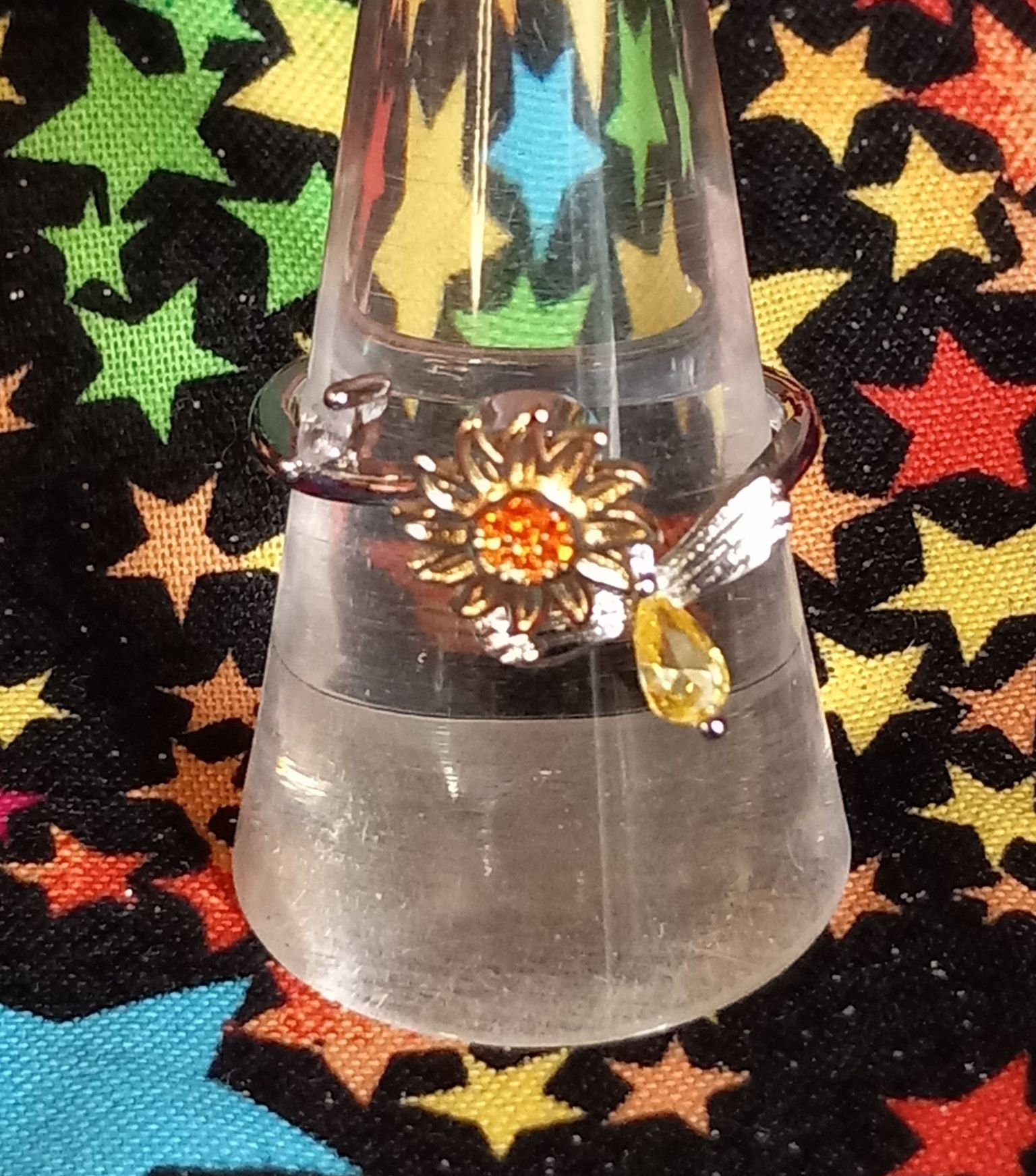 Sunflower Spinner Anxiety Ring .925 Sterling Silver