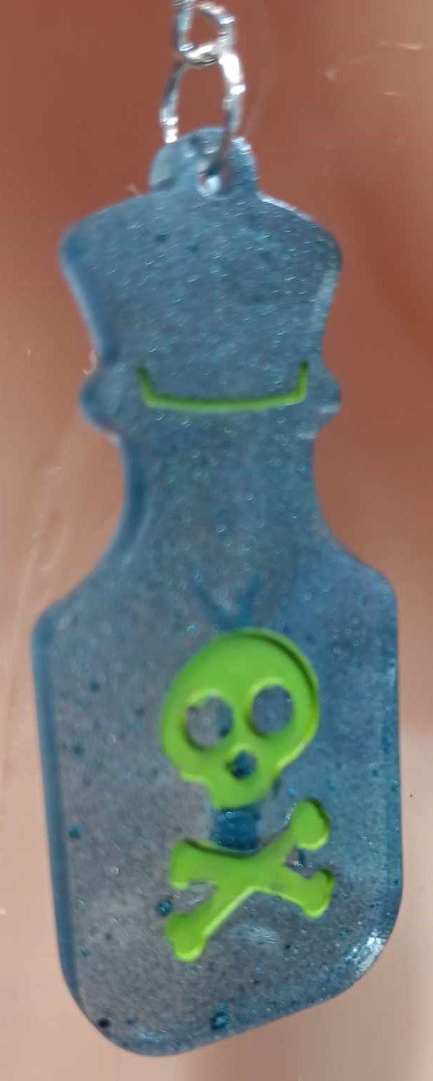 Glow In The Dark Poison Bottle Resin Earrings