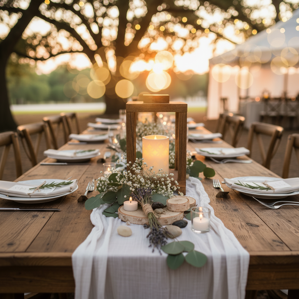 Set of 6 Rustic Wood Lantern Centerpieces | Wood Lanterns | Quality Pinewood