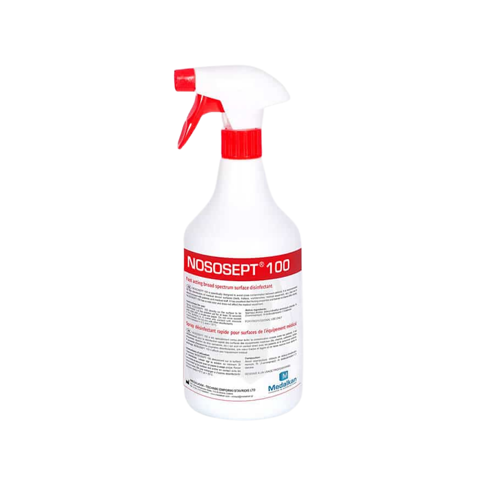 Spray désinfectant 1 L pour surfaces et équipements médicaux.