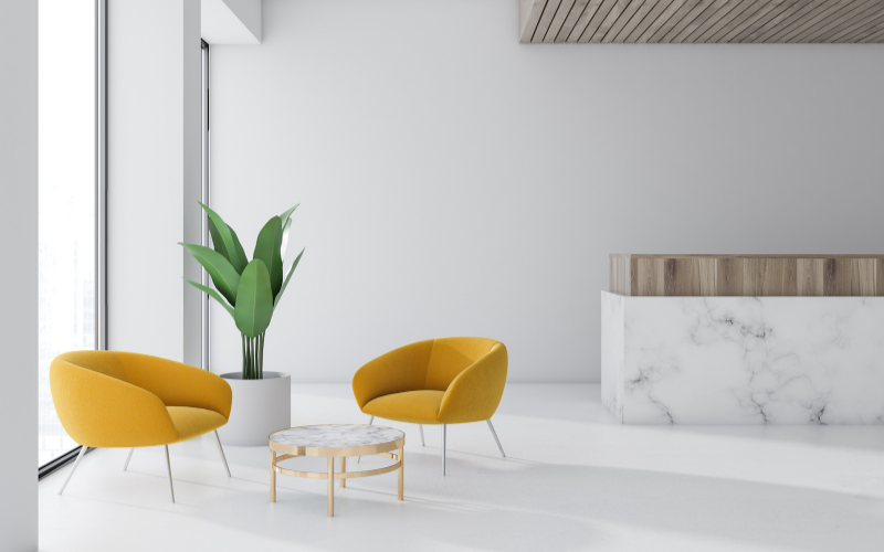 Accueil patient laboratoire canapé