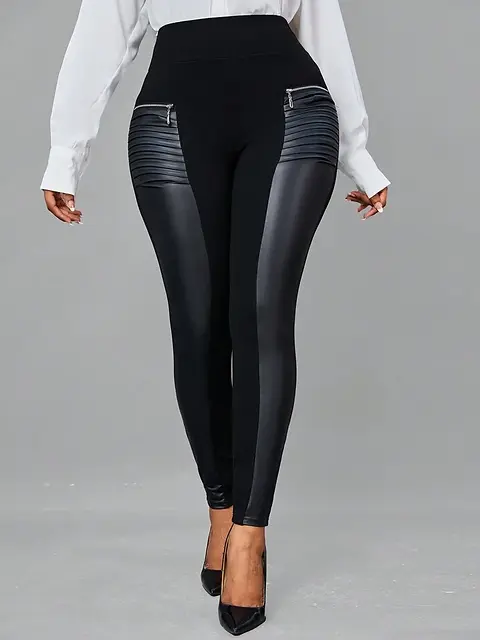 Black Zipper Leather Leggings Inspirational Luxe