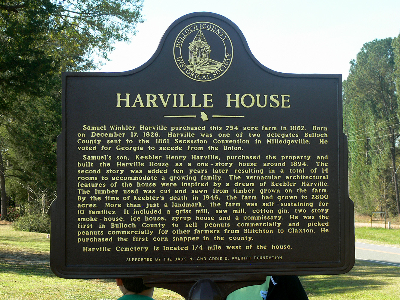 Marker Harville House bullochhistory