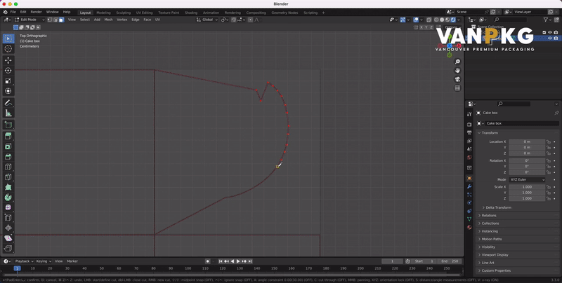 Timelapse video of a Cake box design