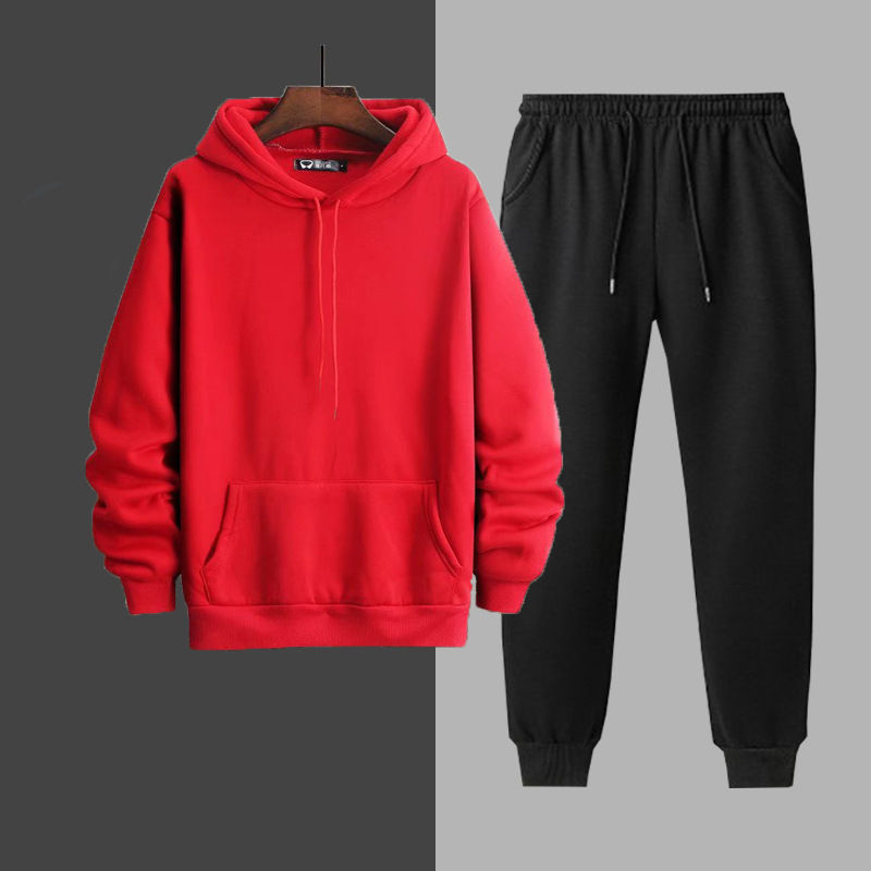 Miniatura: Hooded fleece-lined Thickened Sweat Men's Winter Korean Fashionable Handsome Set