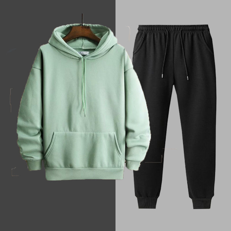 Miniatura: Hooded fleece-lined Thickened Sweat Men's Winter Korean Fashionable Handsome Set