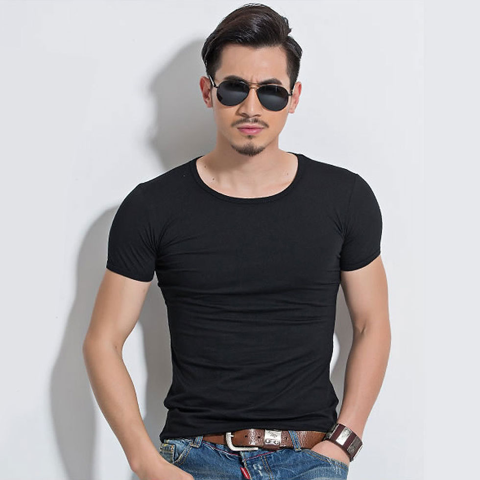Miniatura: Men's T Shirt Short Sleeve Men T-Shirt O-Neck Slim Solid Color Half Sleeved Man 