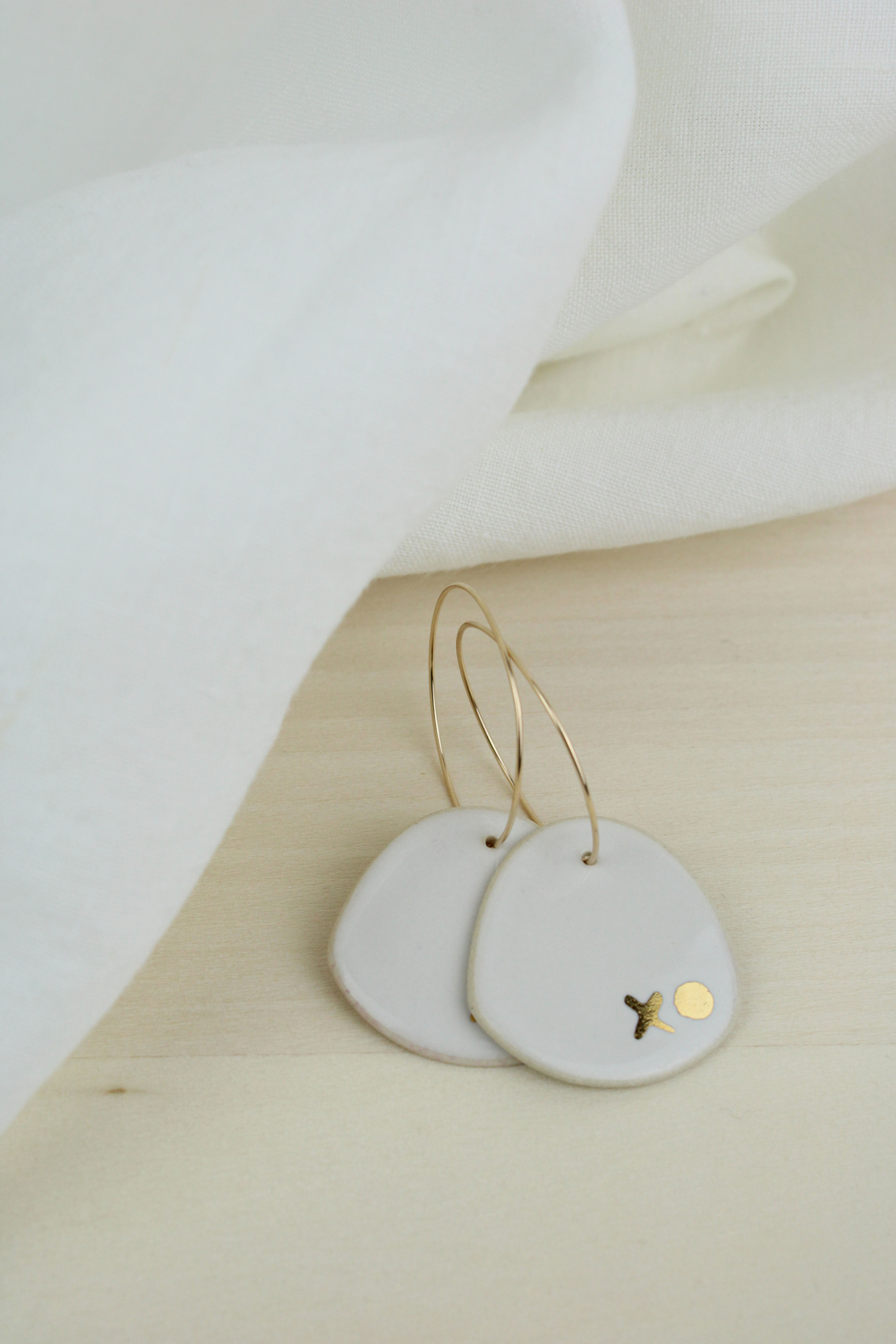 Altitude Earrings | Mae | White Gloss + XO Gold