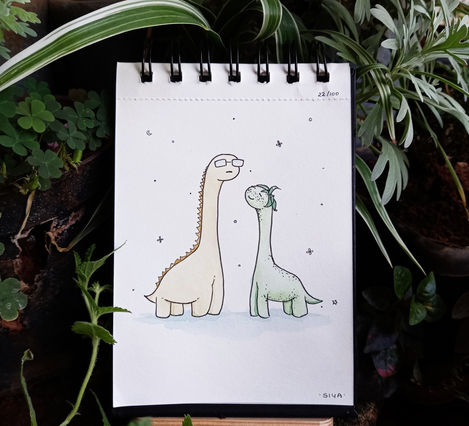 22/100: Dinosaurs but Haikyuu | 4.1" x 5.8" | Watercolour