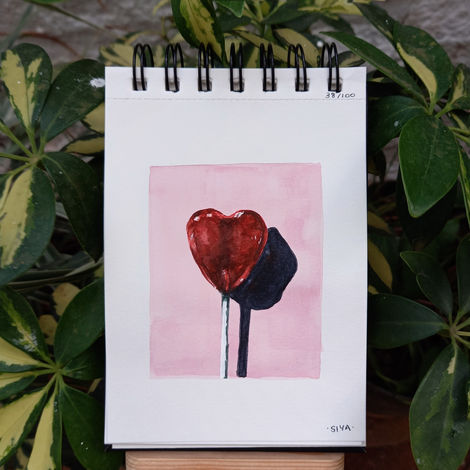 38/100: Lollipop | 4.1" x 5.8" | Gouache, watercolour