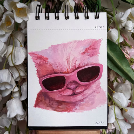 82/100: cãet | 4.1" x 5.8" | Gouache