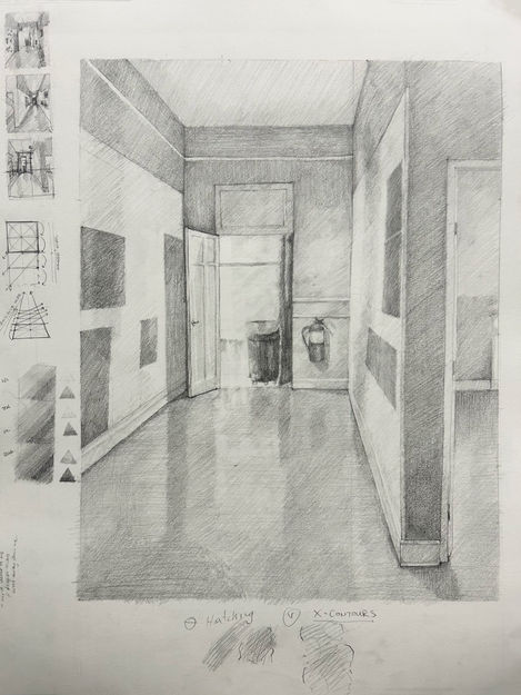 Class Exercise: Perspective | 18" x 25" | Graphite on white paper