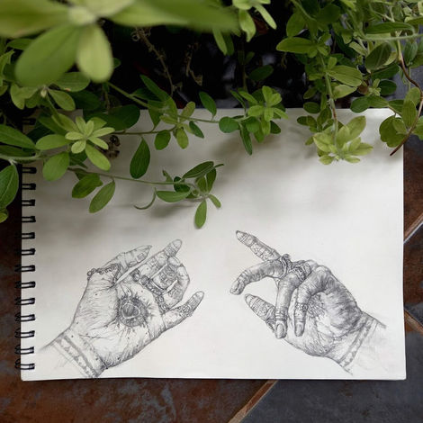 Maa's Jewellery, My Mehendi | 8.3" x 11.7" | Graphite on white paper